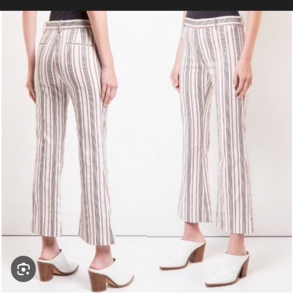 Derek Lam Striped High Rise Ankle Flare Pant